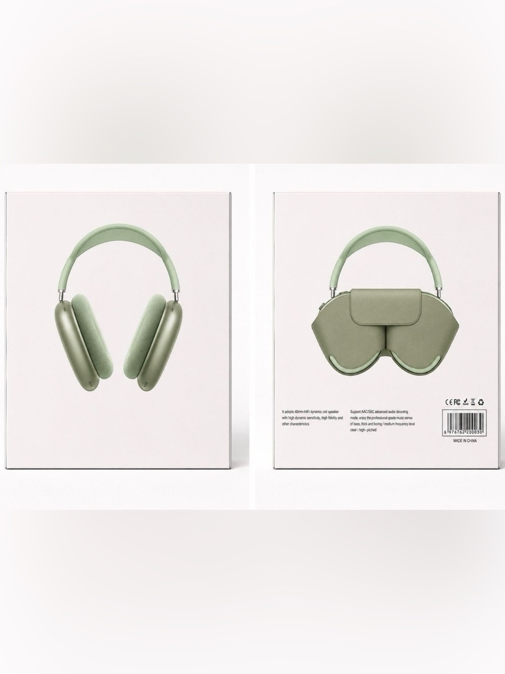 Over-Ear Wireless Headphones in Sage Green 
Unbranded
